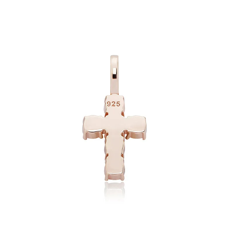 Men's Moissanite d Mini Cross Pendant Chain - Yoyisjewelry
