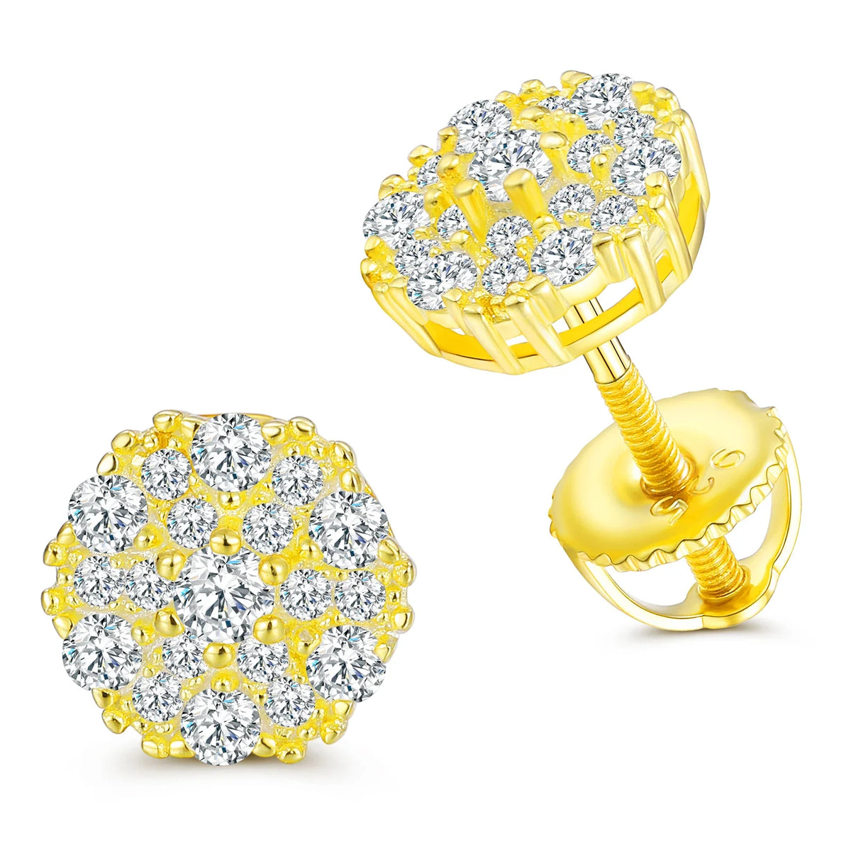 Men's Moissanite Halo Stud Earrings - Yoyisjewelry