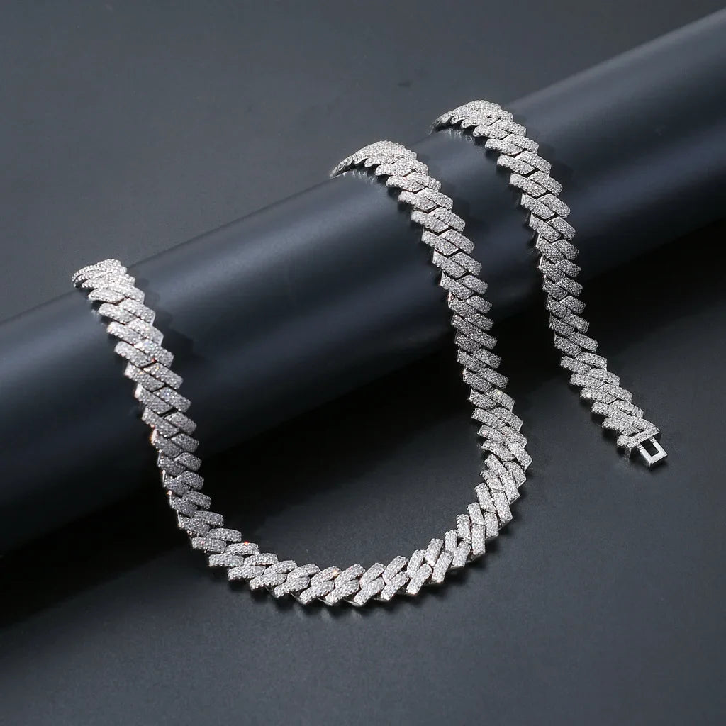 Men's White Gold Moissanite Cuban Link Chain - Yoyisjewelry