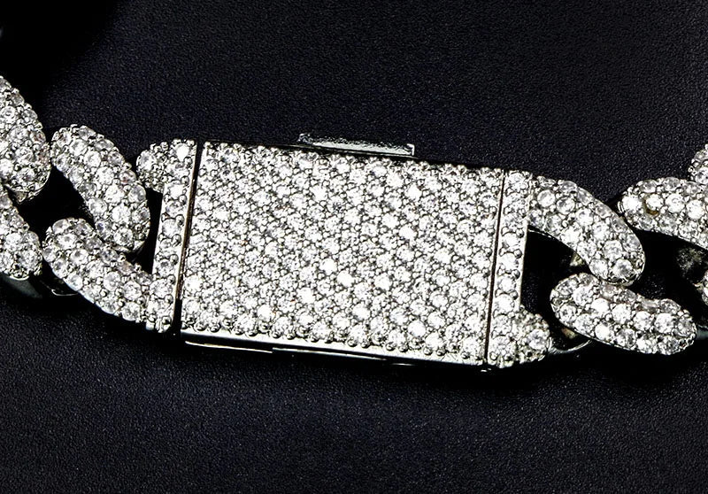 Men's White Gold Moissanite  Cuban Link Bracelet - Yoyisjewelry