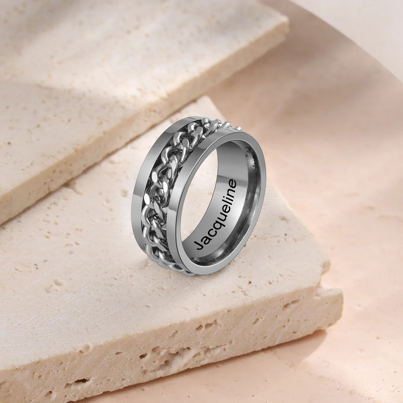 Men's Sterling Silver Rotating Ring - Yoyisjewelry