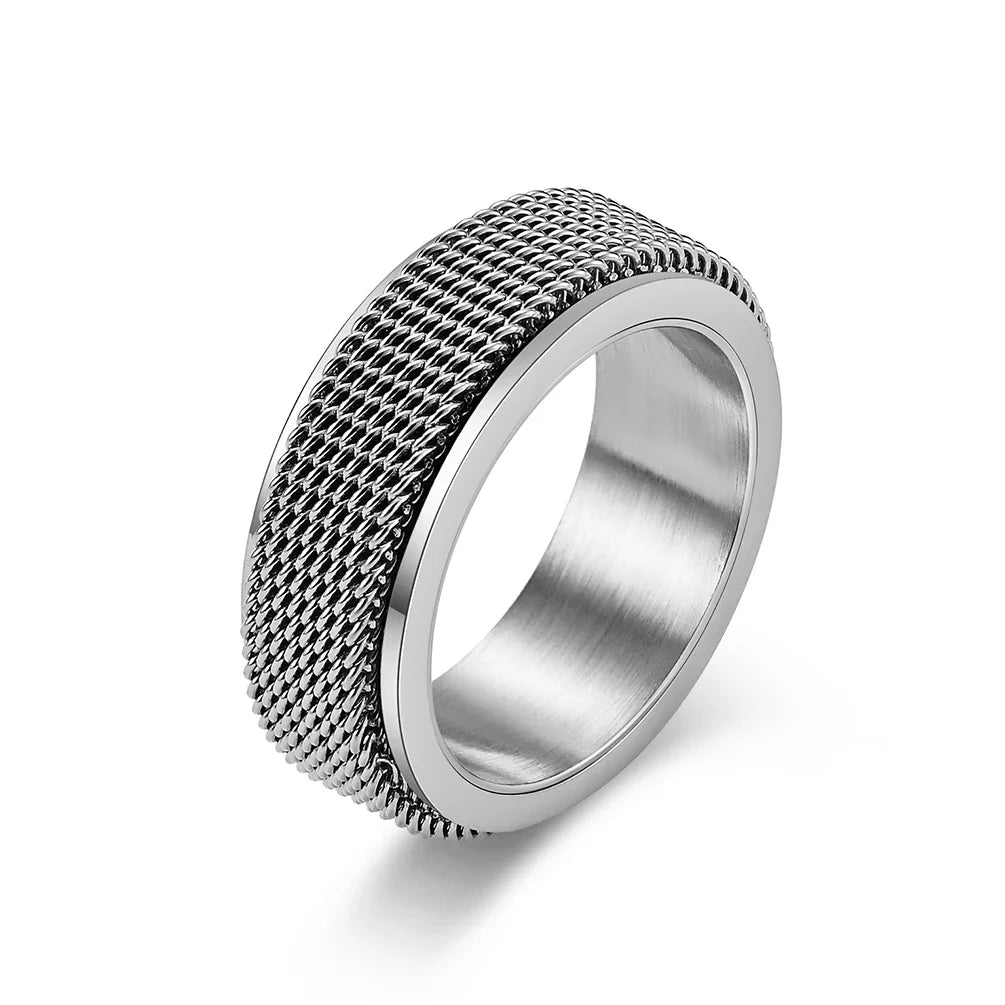Men's Woven Mesh Spinner Ring - Yoyisjewelry