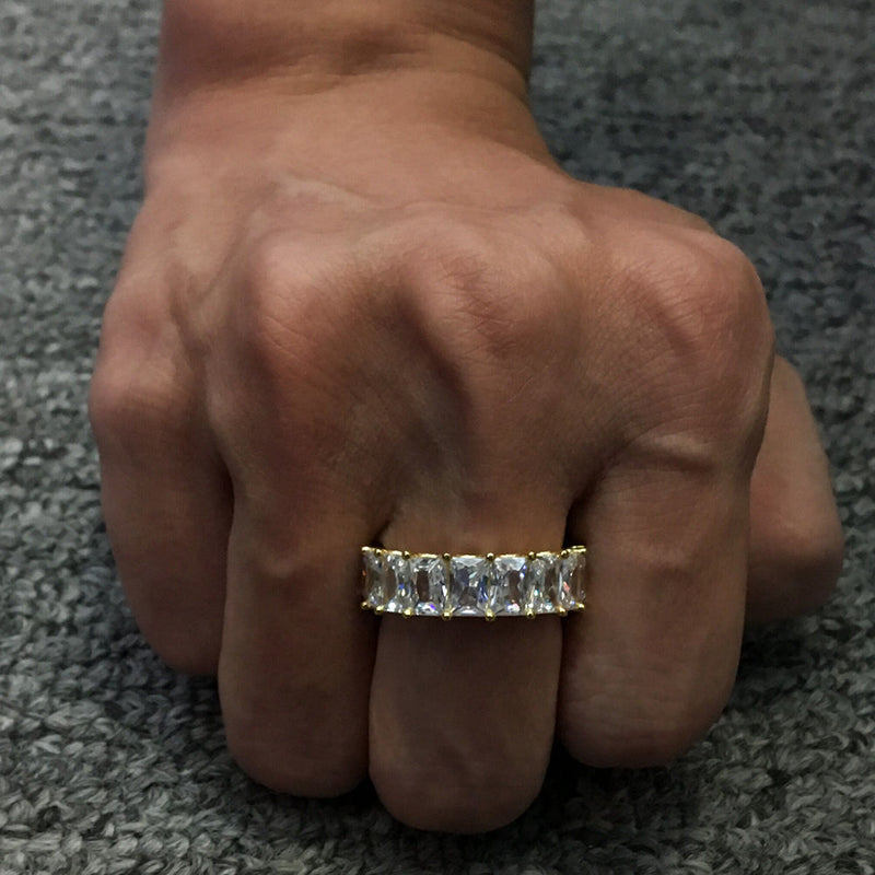 Men's Gold Moissanite Zirconia Ring - Yoyisjewelry