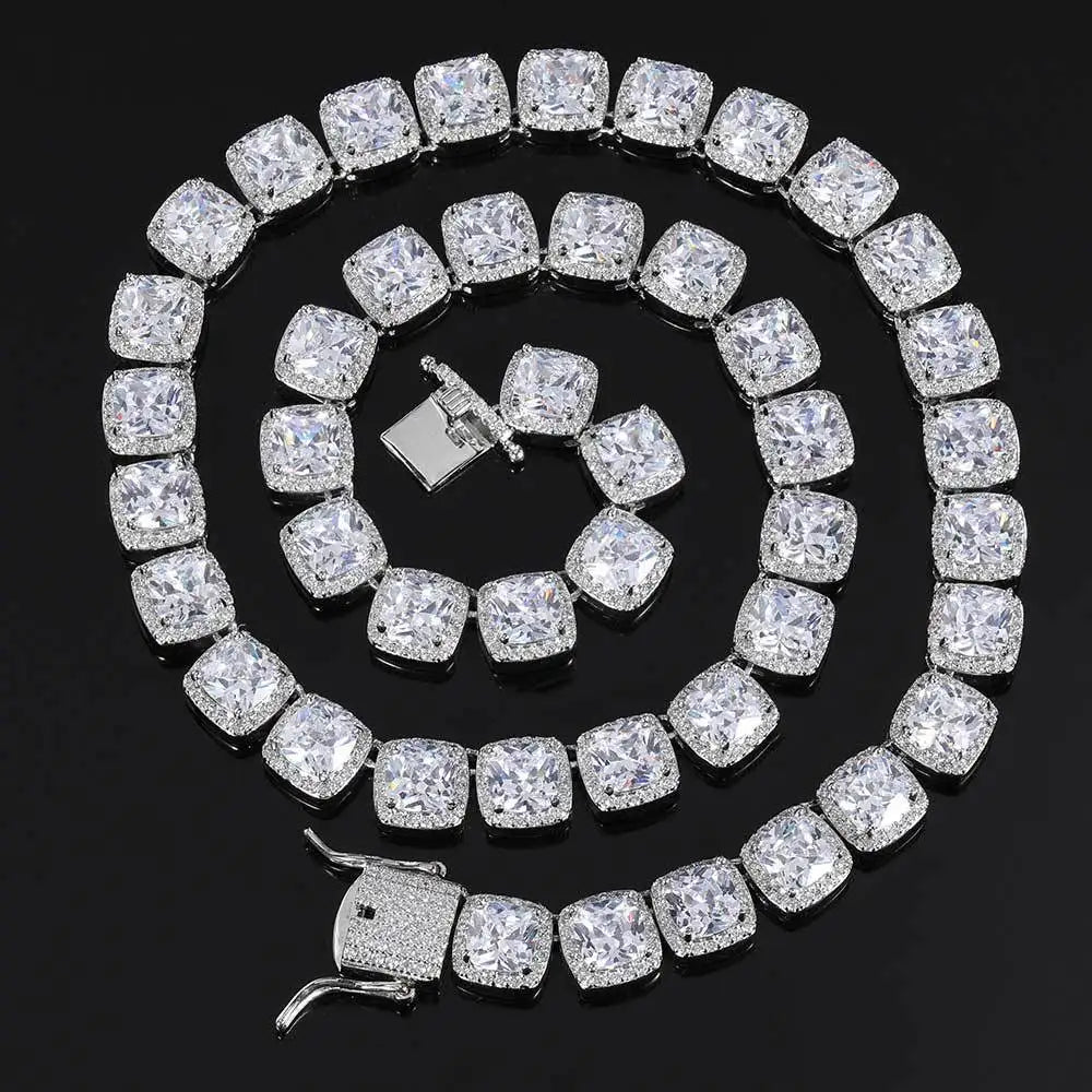 Men's Moissanite  Square Clustered Tennis Chain - Yoyisjewelry