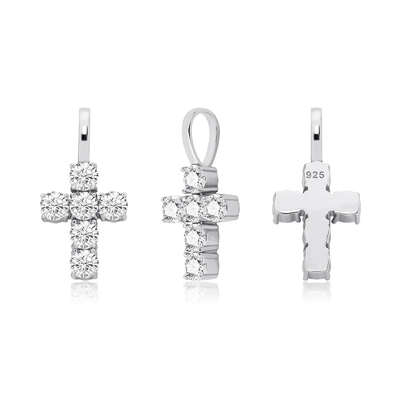 Men's Moissanite d Mini Cross Pendant Chain - Yoyisjewelry