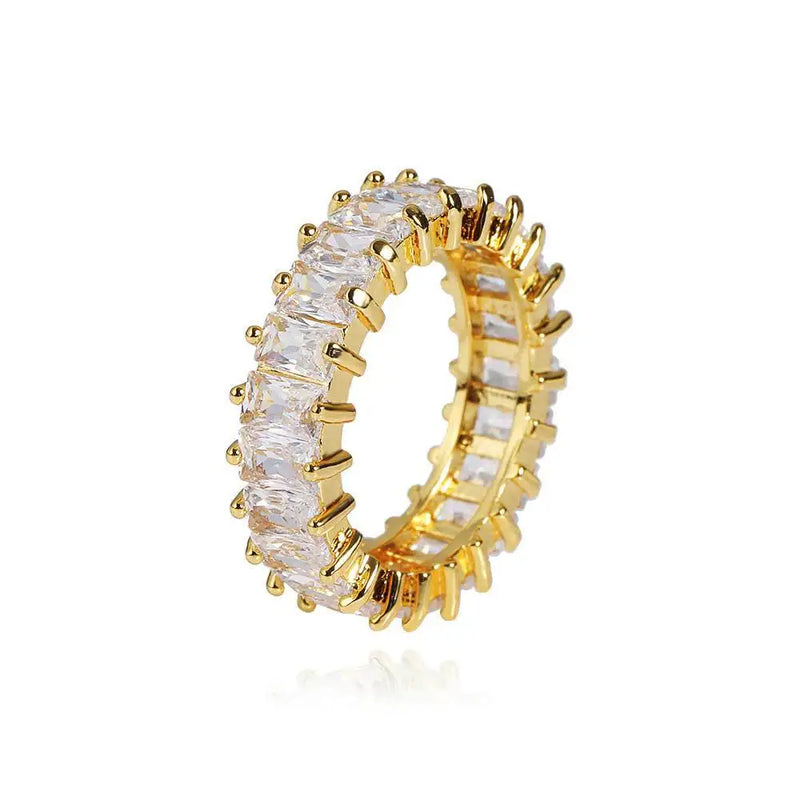 Men's Moissanite  Single Row T-Square Zircon Ring - Yoyisjewelry