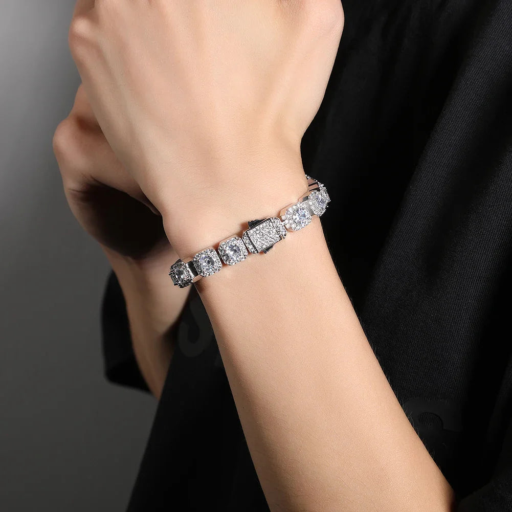 10mmスクエアクラスターメンズブレスレット