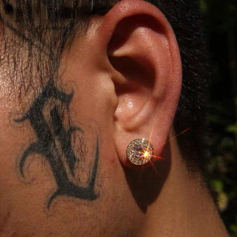 Men's Moissanite  Halo Stud Earrings