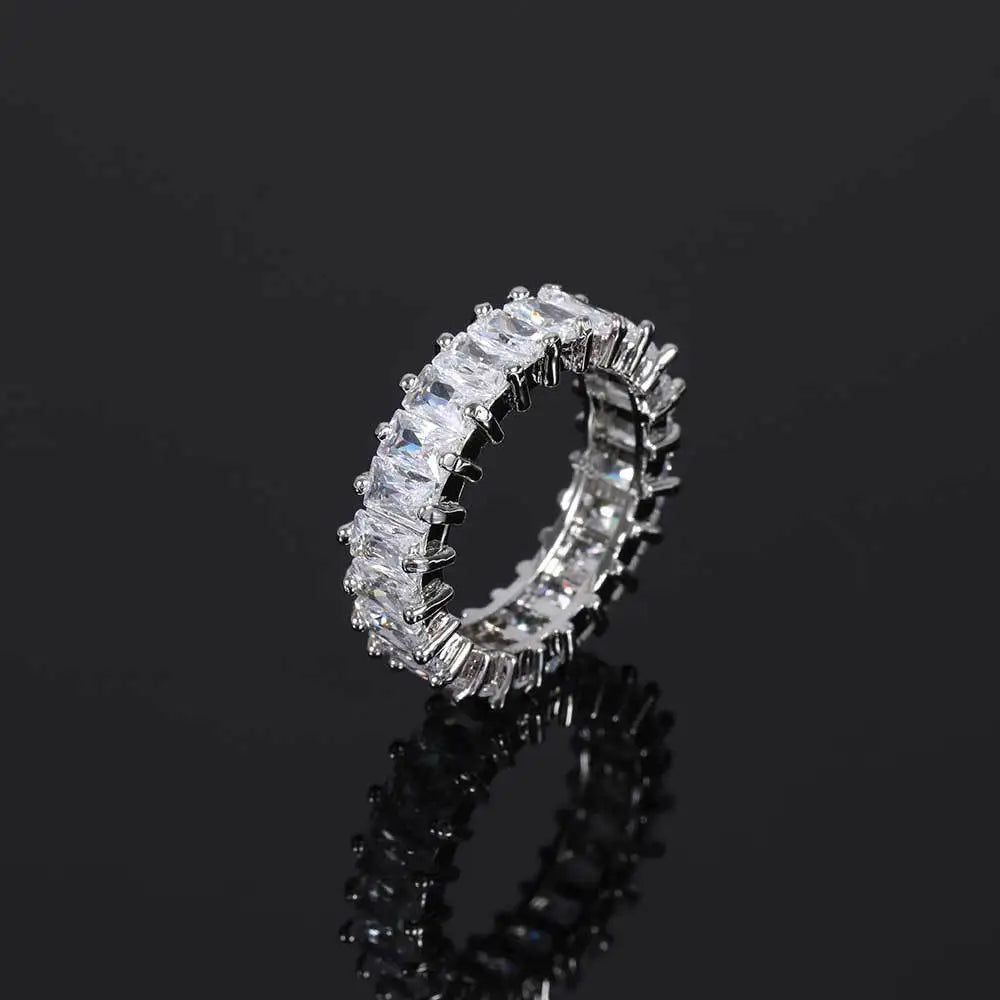 Men's Moissanite  Single Row T-Square Zircon Ring - Yoyisjewelry
