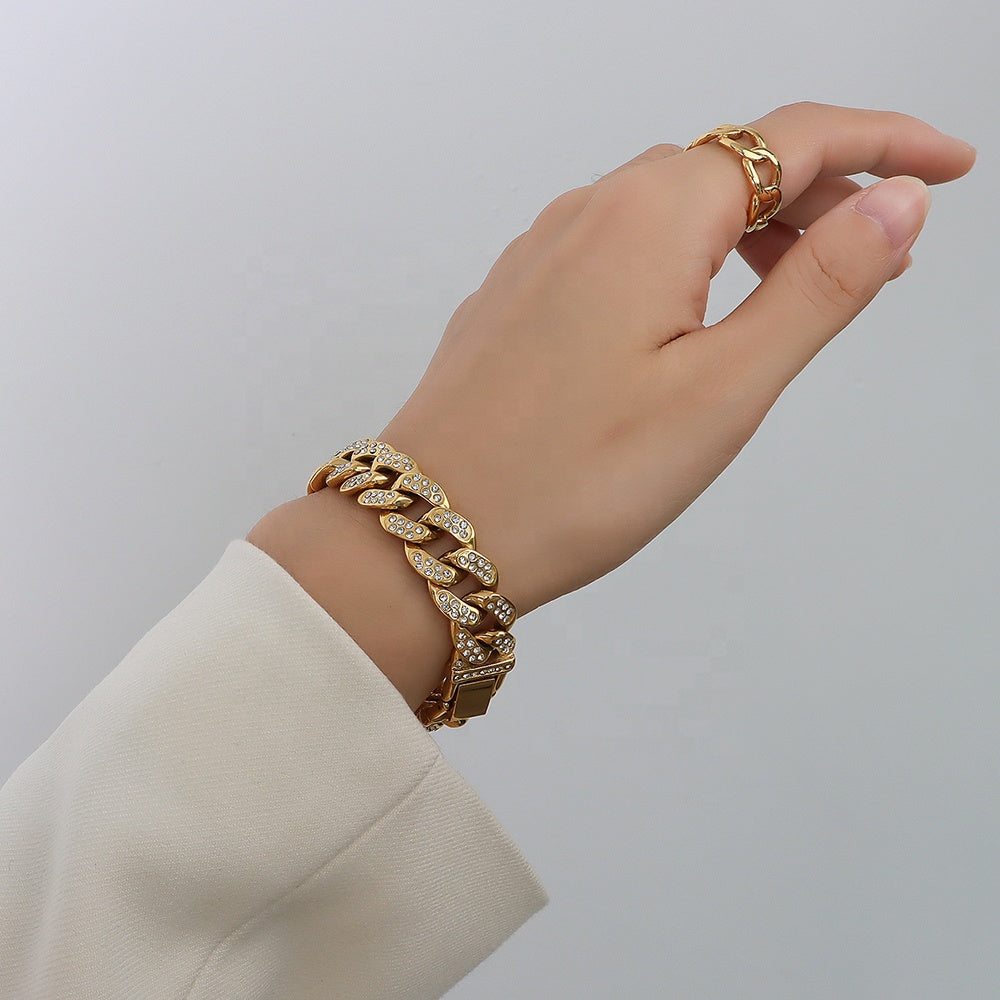 Men's Gold Moissanite  Cuban Link Bracelet - Yoyisjewelry