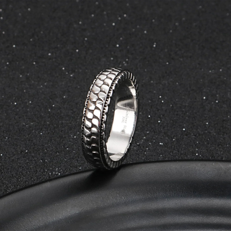 Men's Sterling Silver Finger Tire Ring - Yoyisjewelry