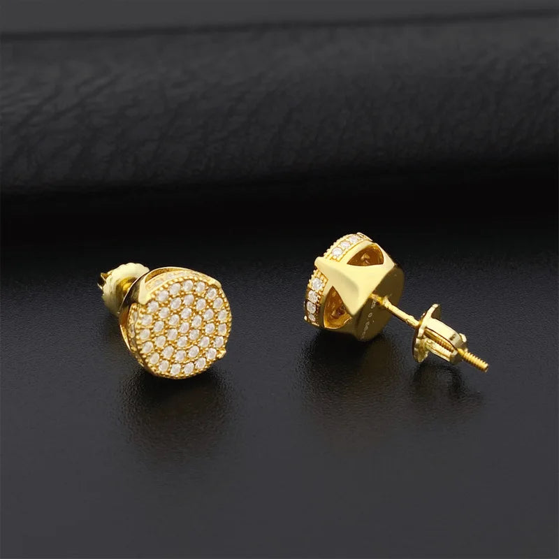 Men's Moissanite  Round Cut Screw Back Earrings - Yoyisjewelry