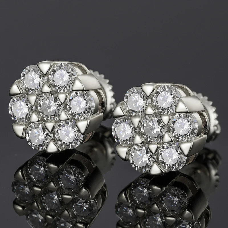 Moissanite  Honeycomb Screw Back Stud Earrings - Yoyisjewelry