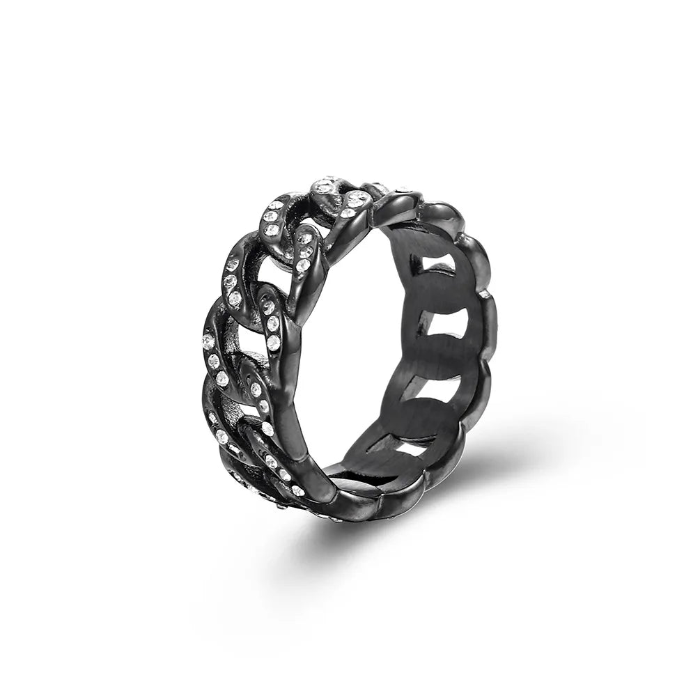 Men's Black Moissanite  Cuban Ring - Yoyisjewelry