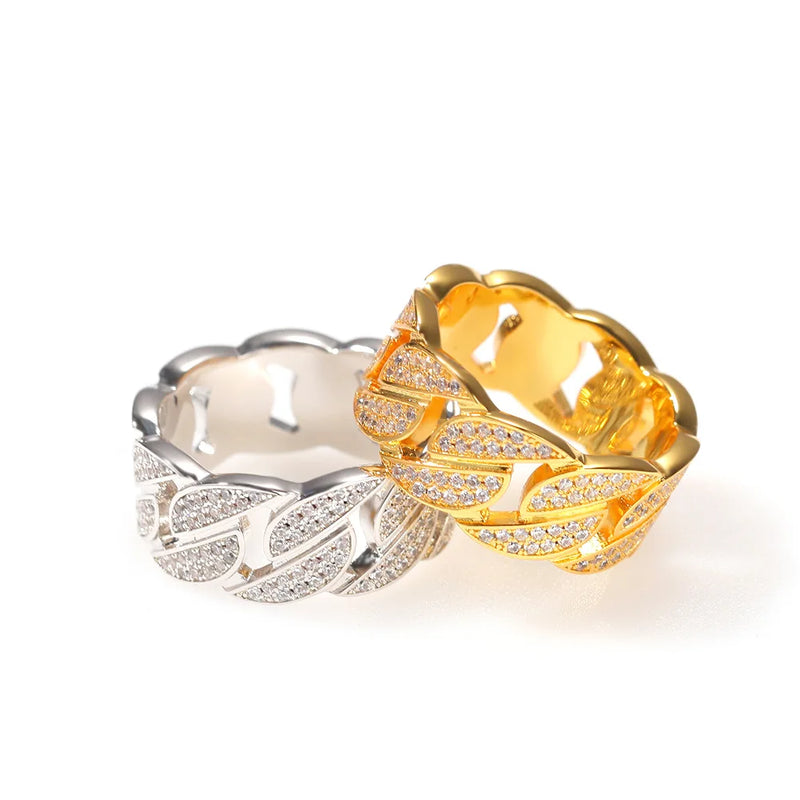 Men's Moissanite  Finger Cluster Cuban Ring - Yoyisjewelry