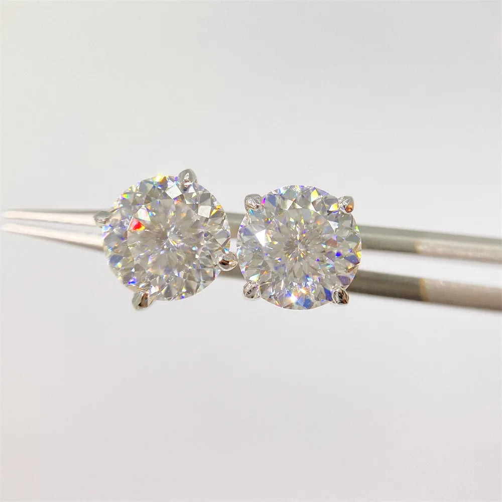 Men's Moissanite  Brilliant Round Cut Earrings - Yoyisjewelry