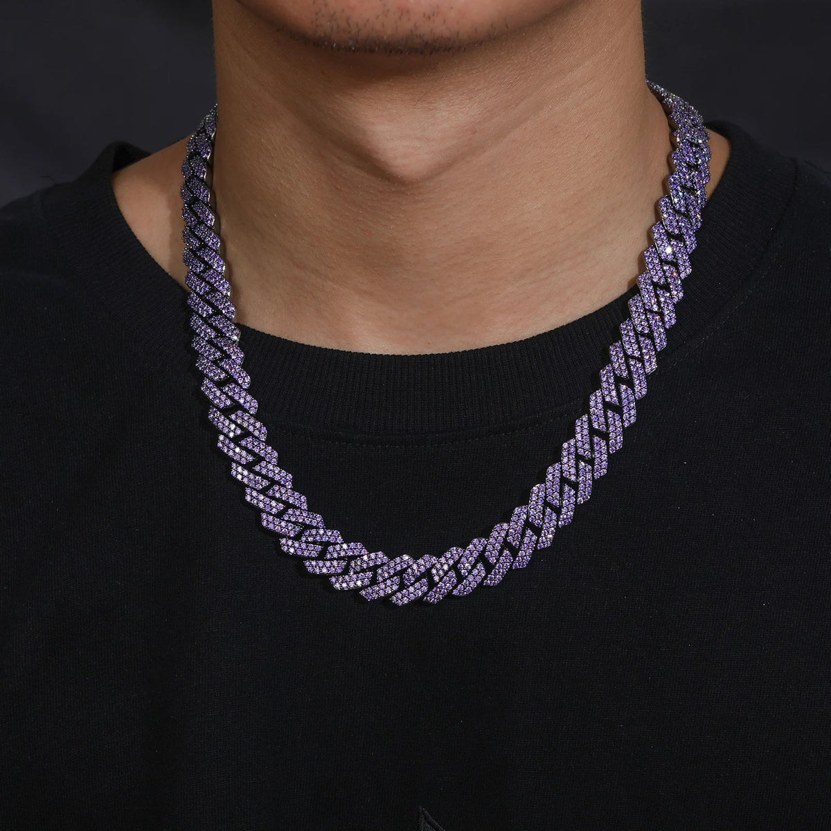 Men's Purple Moissanite  Cuban Chain
