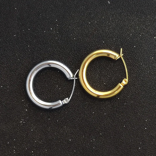 Men's Plain Mini Thick Hoop Earrings