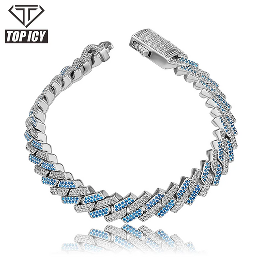 Two Tone Moissanite Cuban Link Bracelet