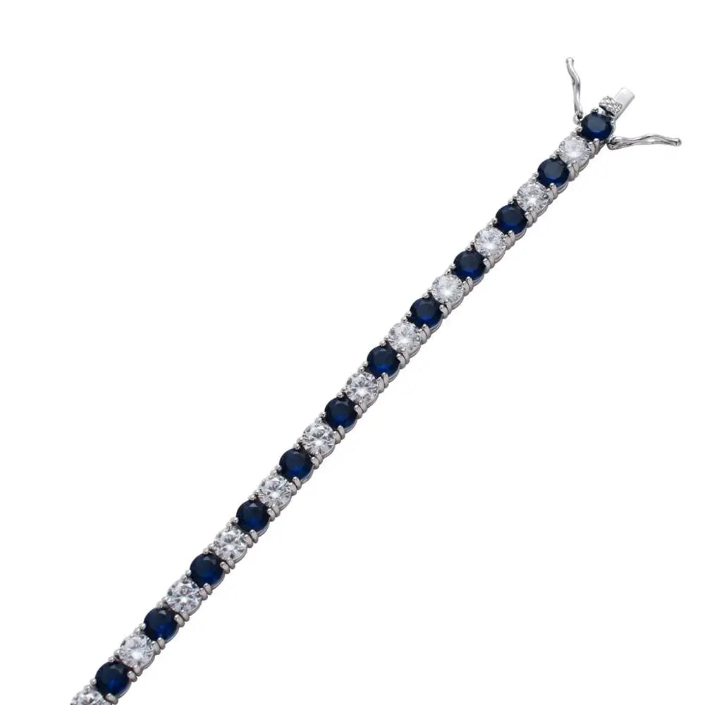 Men's Sterling Silver Blue Moissanite  Tennis Bracelet - Yoyisjewelry