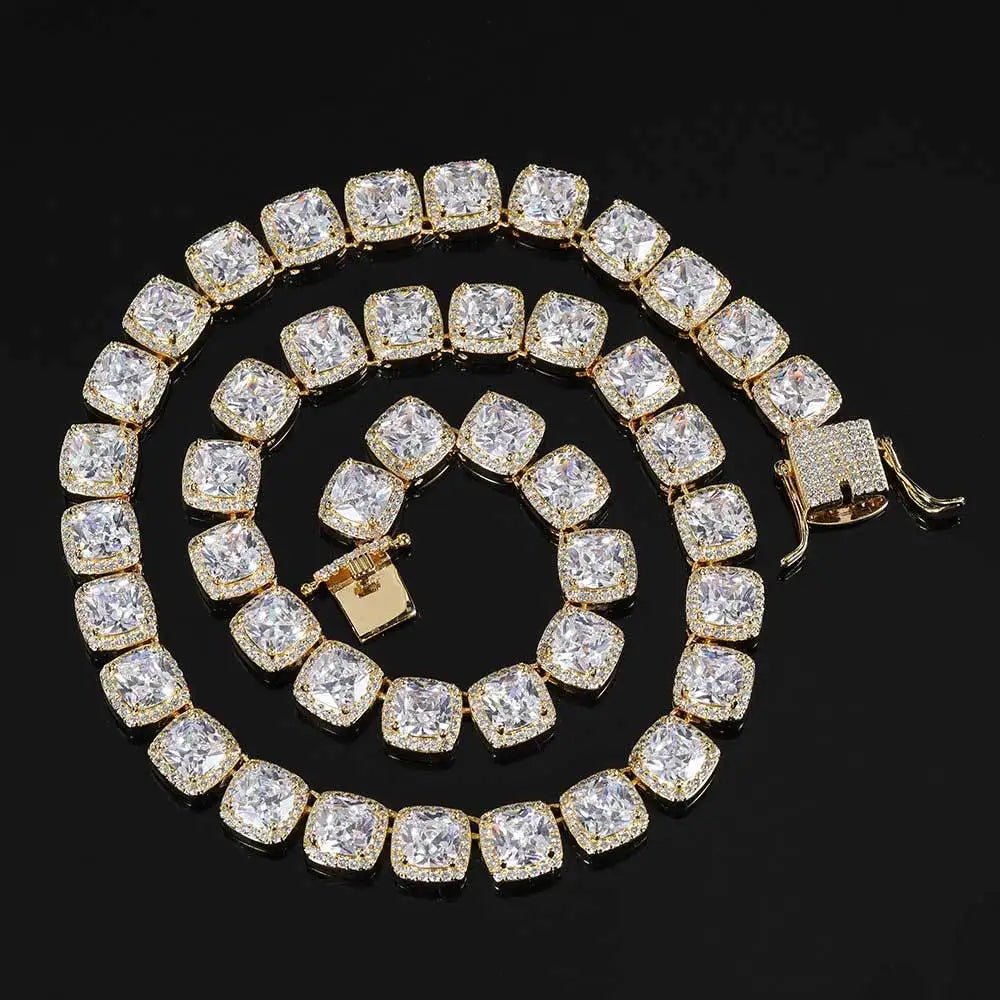 Men's Moissanite  Square Clustered Tennis Chain - Yoyisjewelry