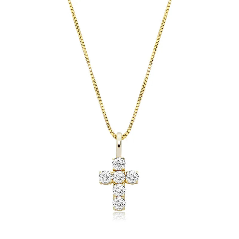 Men's Moissanite d Mini Cross Pendant Chain - Yoyisjewelry