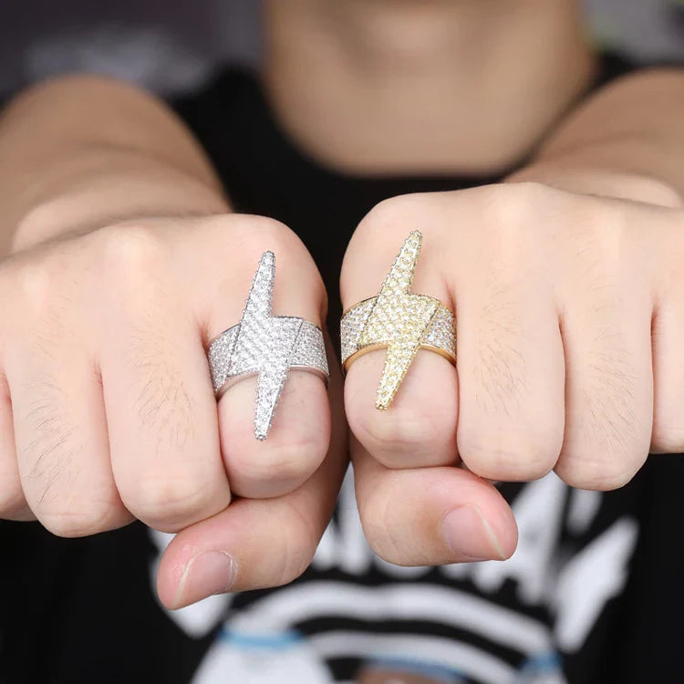 Men's Moissanite Lightning Bolt Ring - Yoyisjewelry