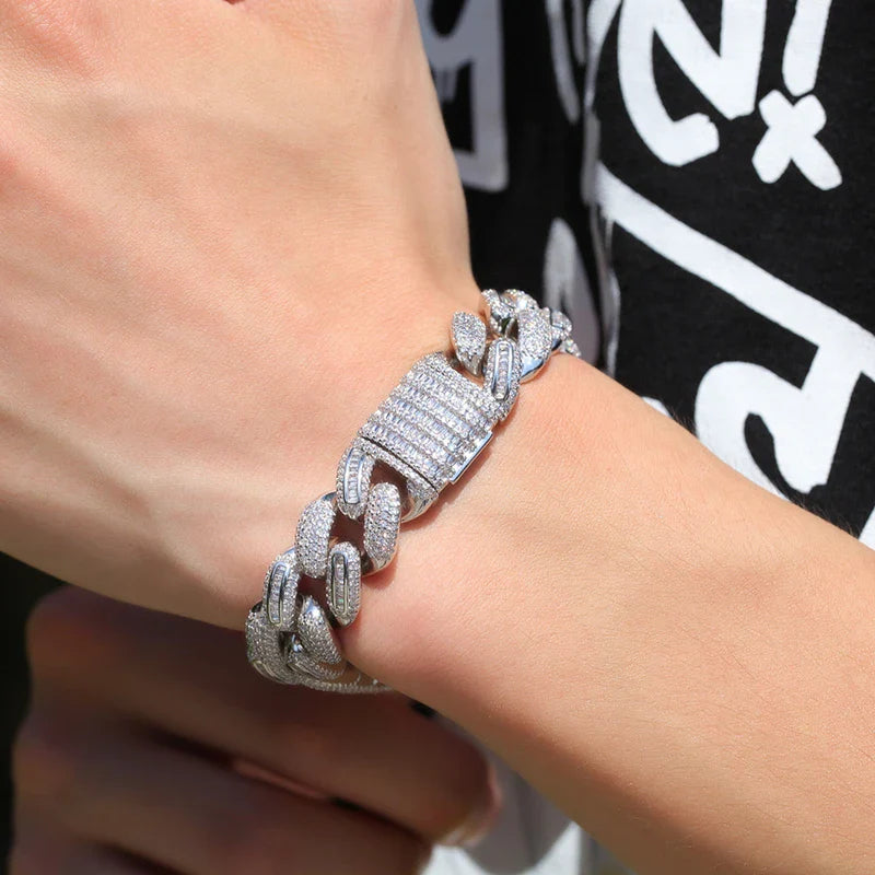 White Gold Moissanite Miami Cuban Link Chain - Yoyisjewelry