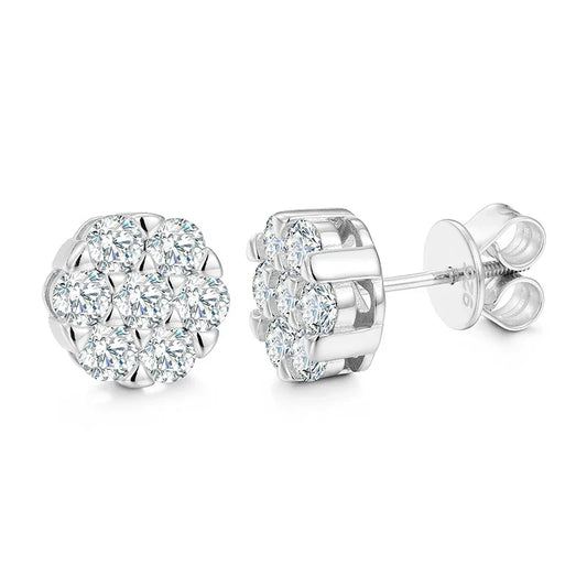 Men's White Gold Moissanite  Screw Back Earrings