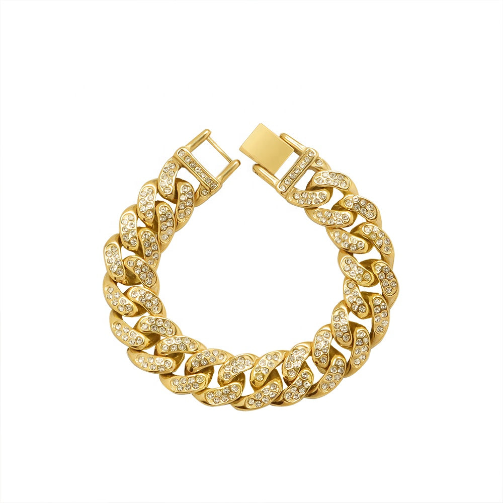 Men's Gold Moissanite  Cuban Link Bracelet - Yoyisjewelry