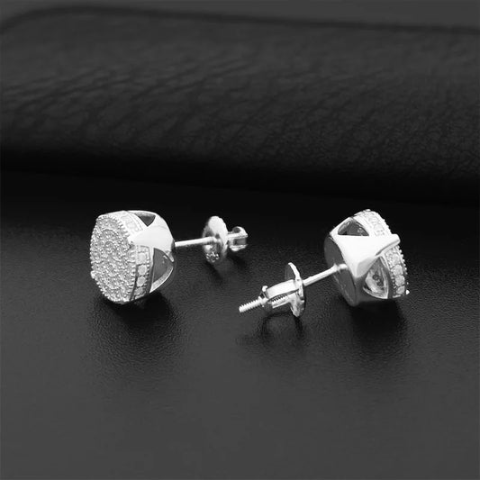 Men's Moissanite  Round Cut Screw Back Earrings