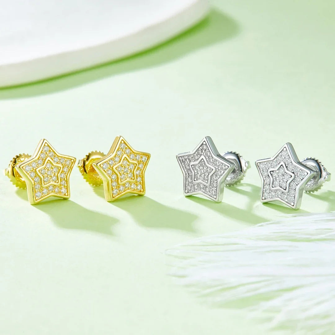 Men's Moissanite  Star Earrings