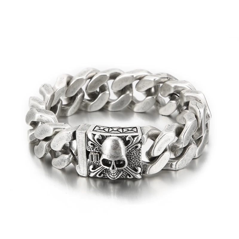 20mm Cuban Link Skull Bracelet - Yoyisjewelry