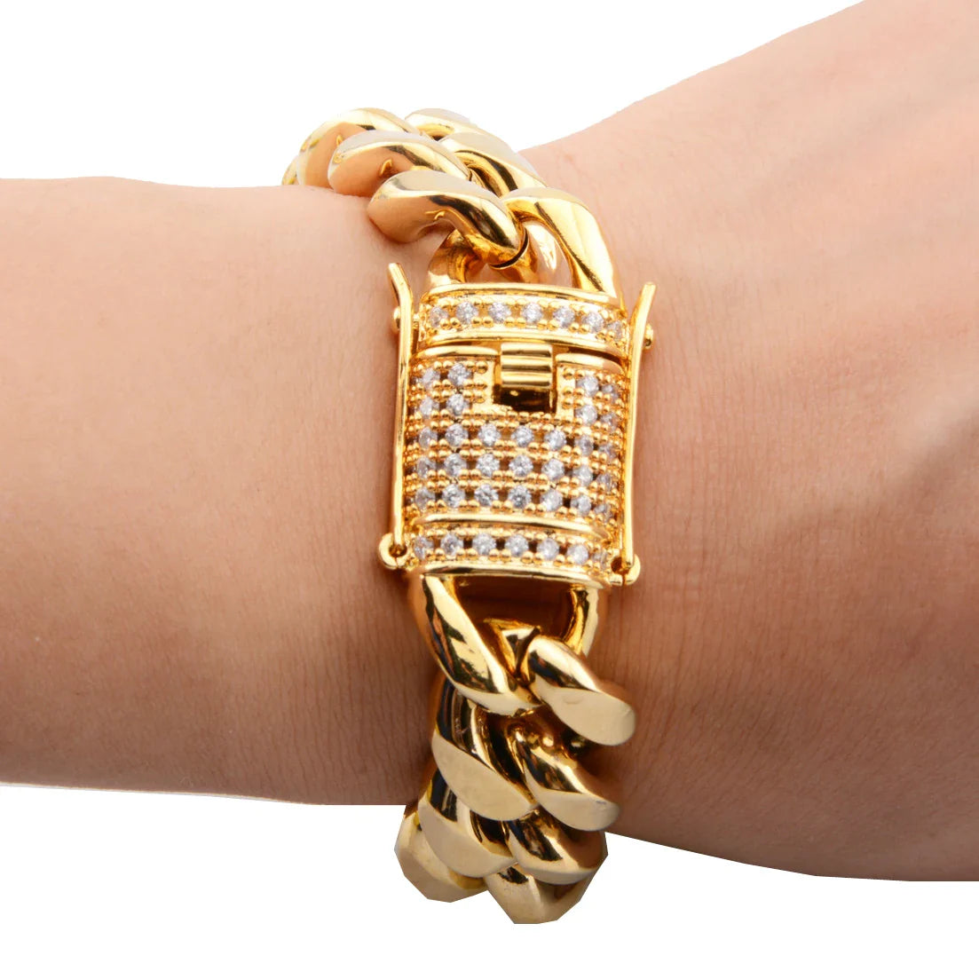 Men's Gold Moissanite  Cuban Link Bracelet - Yoyisjewelry