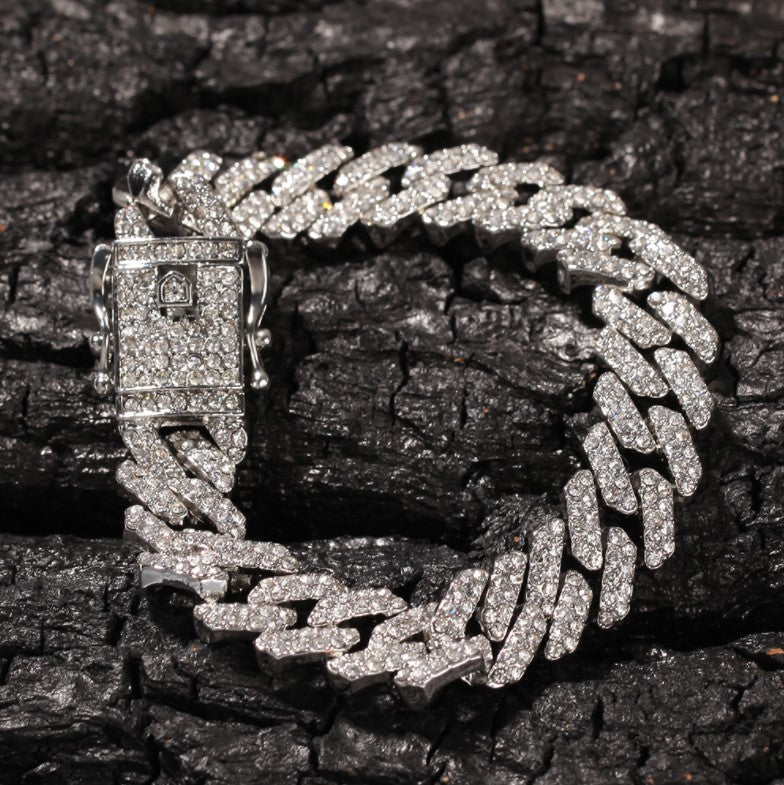 Men's Moissanite  Cuban Link Bracelet - Yoyisjewelry