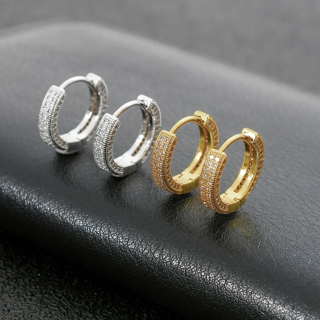 Men's Moissanite Mini Thick Hoop Earrings - Yoyisjewelry