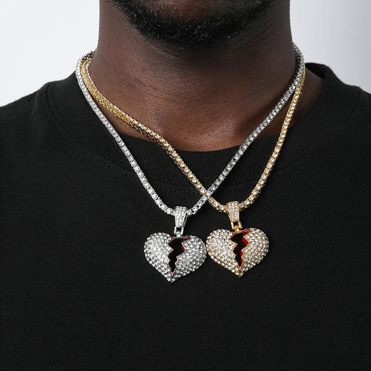 Men's Moissanite  Heartbreak Pendant Chain