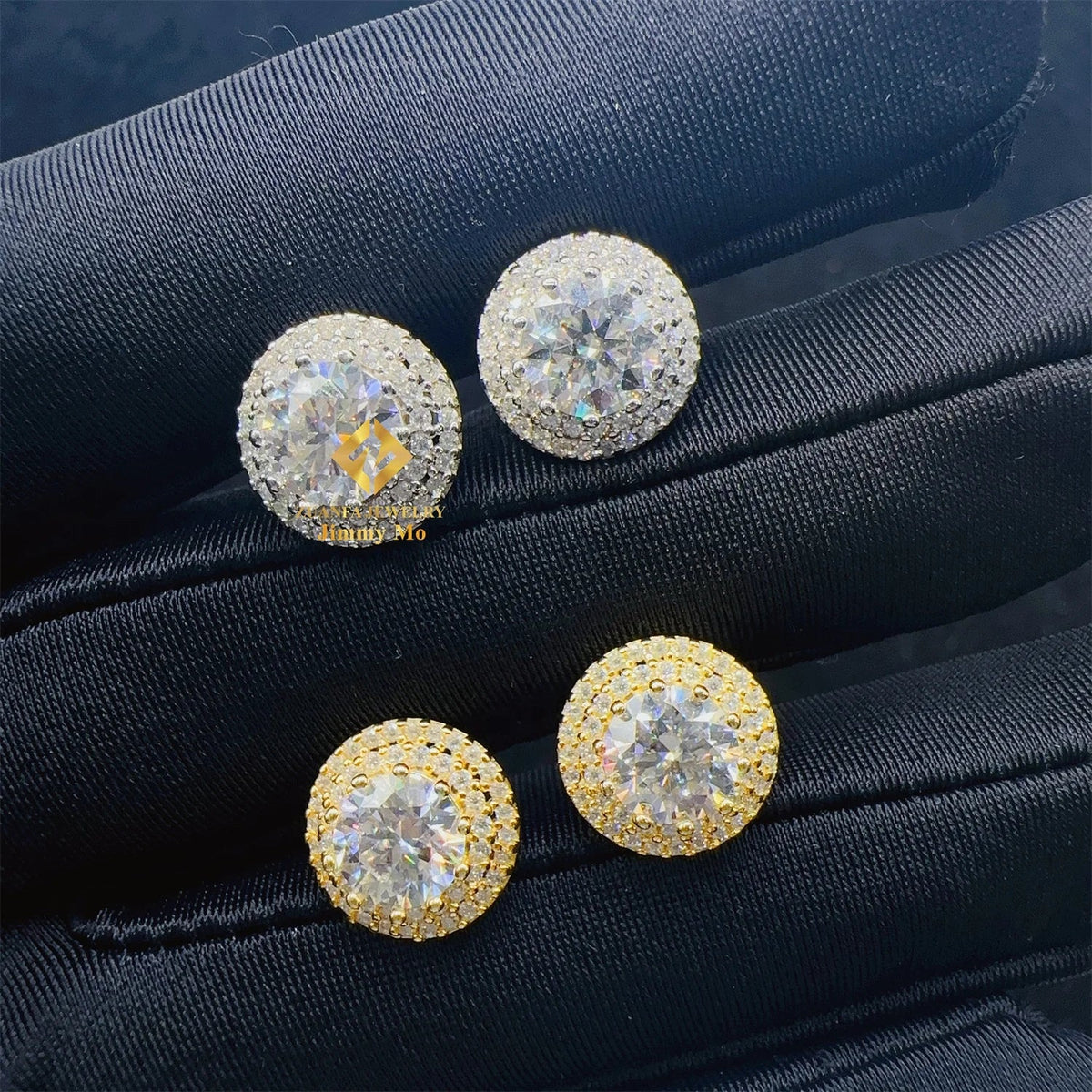 Men's Moissanite  Brilliant Cut Earrings