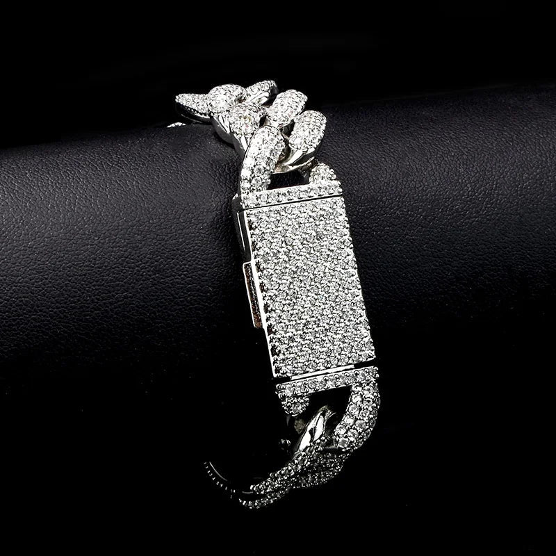 Men's White Gold Moissanite  Cuban Link Bracelet - Yoyisjewelry