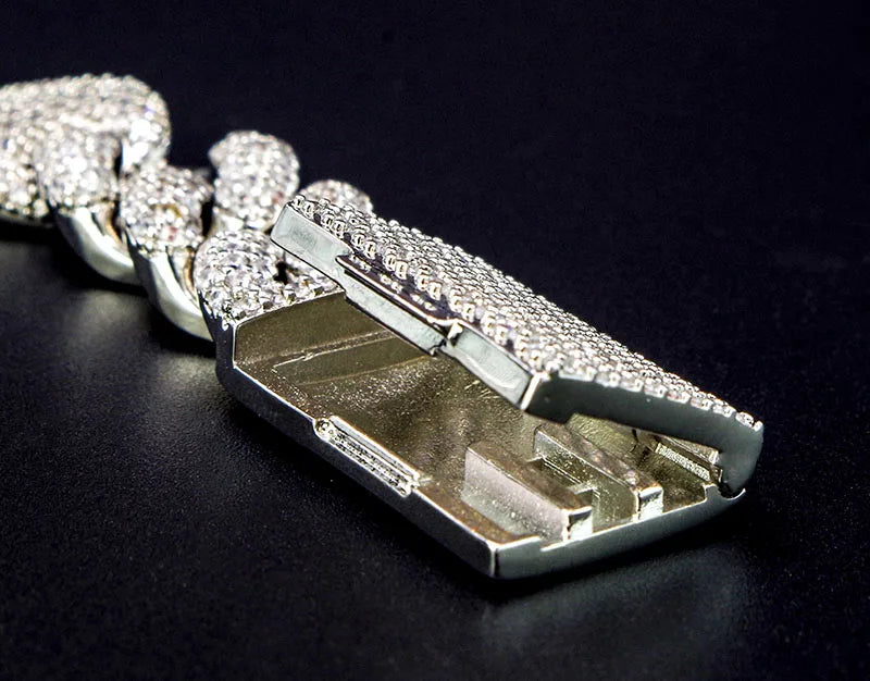 Men's White Gold Moissanite  Cuban Link Bracelet - Yoyisjewelry