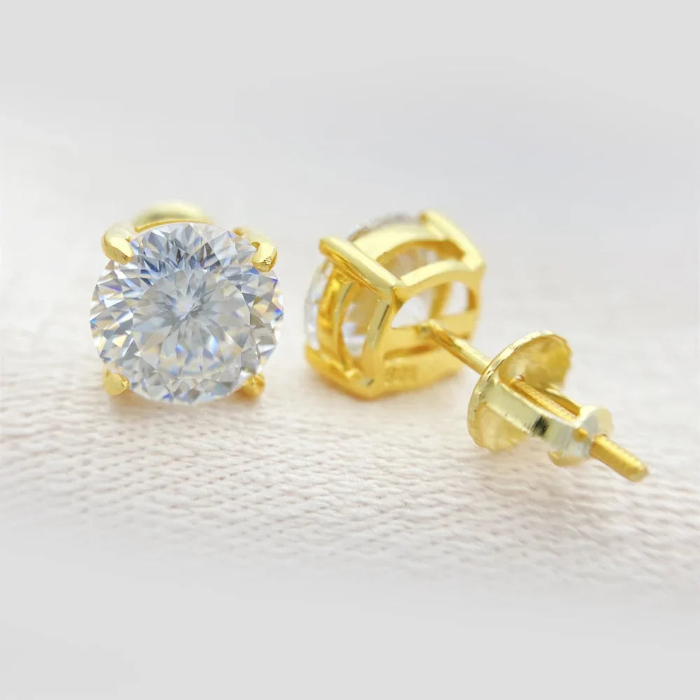 Men's Moissanite  Brilliant Round Cut Earrings - Yoyisjewelry