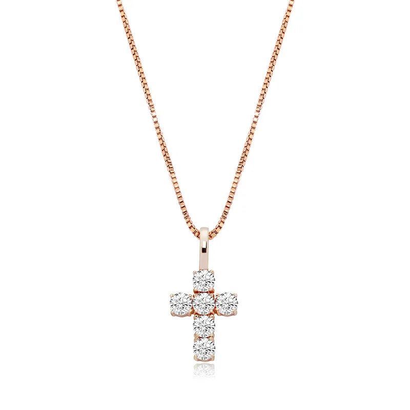 Men's Moissanite d Mini Cross Pendant Chain - Yoyisjewelry