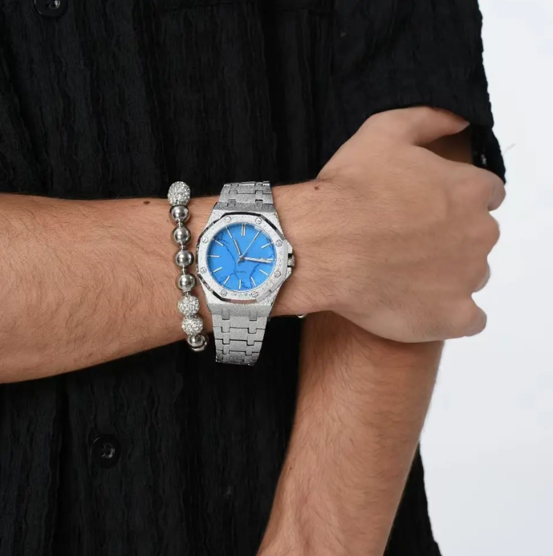 ICEGANG Waffle Turquoise Stone Disc Series Watch - Yoyisjewelry