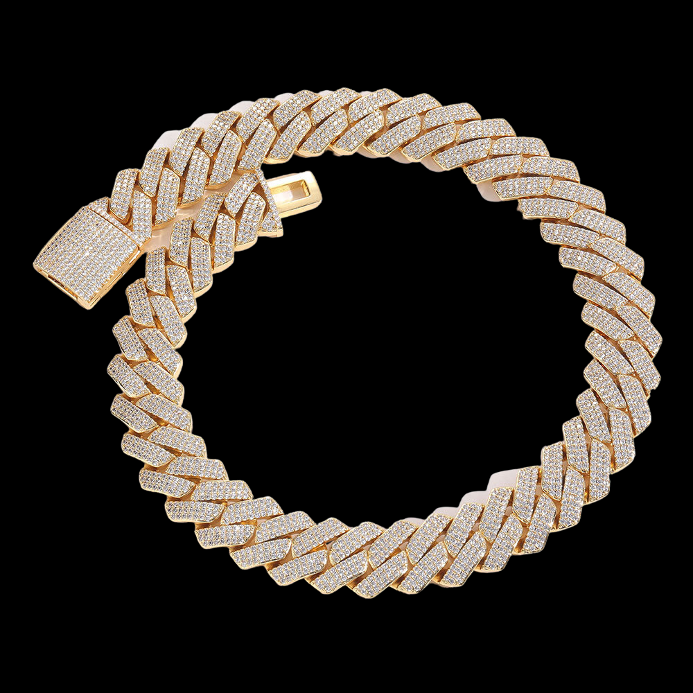 Men's Gold Plated Moissanite  Cuban Link Chain