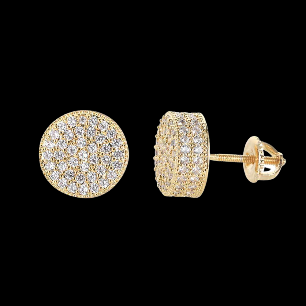 Men's Gold Moissanite  Screw Back Earrings