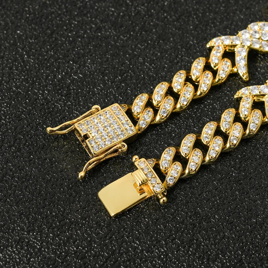 Men's Gold  Moissanite Cuban Link Barbwire Bracelet - Yoyisjewelry