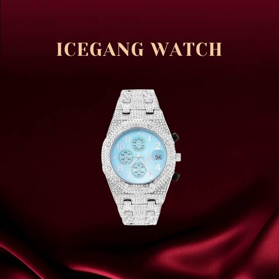ICEGANG Maldives Blue Full Diamond Three-Eye Quartz Unisex Watch